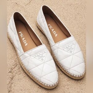 PRADA White Quilted Leather Espadrilles 🤍